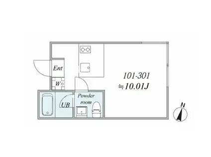 トリアス311(1DK/1階)の間取り写真