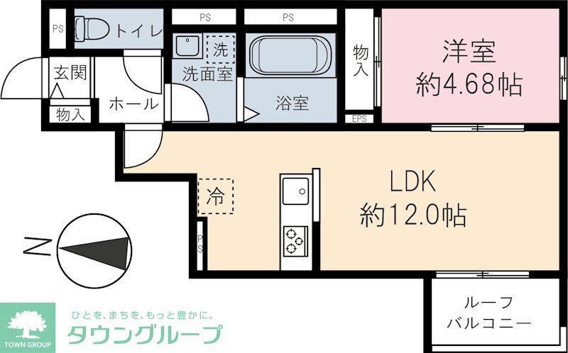 HIKARI(1LDK/2階)の間取り写真