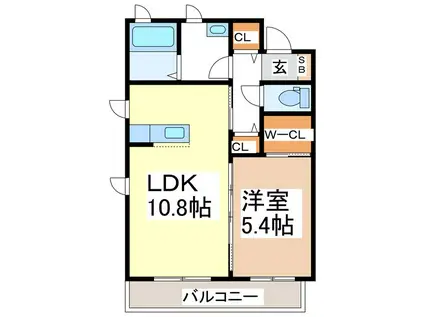 ファーストヴィラーチェ(1LDK/1階)の間取り写真
