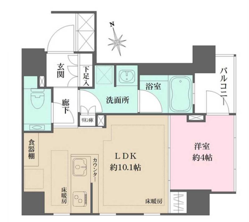 ザ・パークハウス アーバンス高輪(1LDK/8階)の間取り写真