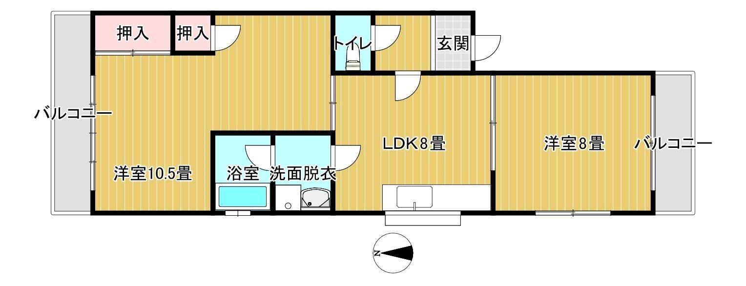 古川ビル(2LDK/4階)の間取り写真