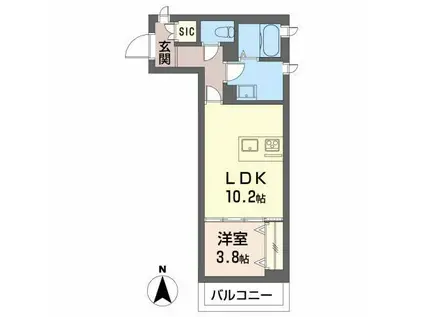 サンハウジング(1LDK/3階)の間取り写真