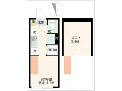 貫井4丁目アパート(ワンルーム/2階)の間取り写真