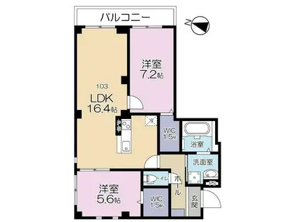 エーフラット2(2LDK/1階)の間取り写真