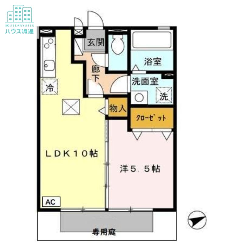 アルペジオ久原B(1LDK/1階)の間取り写真