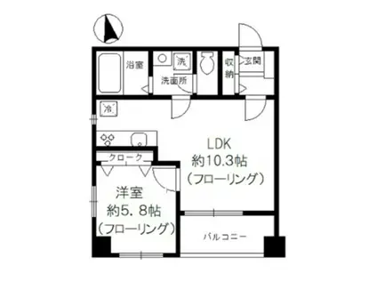 ニューハイム小原参番館(1LDK/2階)の間取り写真