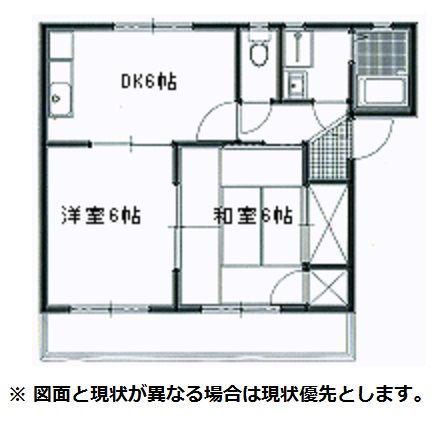 グレイス旭B(2DK/2階)の間取り写真