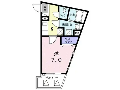 ヴァンソレイユ(1K/4階)の間取り写真