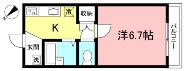アミーハイム(1K/1階)の間取り写真
