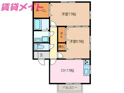 マノワール小杉(2DK/1階)の間取り写真