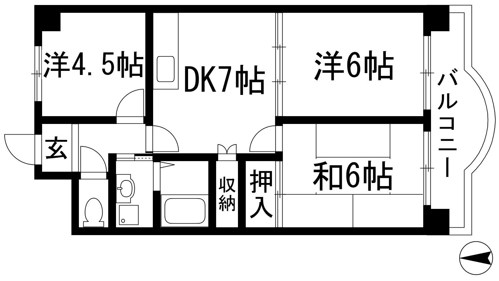 エレガンス村上(2LDK/3階)の間取り写真
