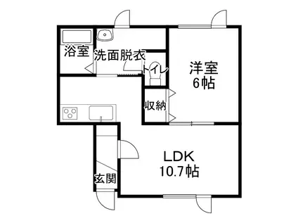 オーブ・I(1DK/2階)の間取り写真