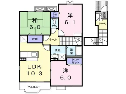 ゆいまるハウスC(3LDK/2階)の間取り写真