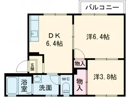 ウェンディ弐番館(2DK/2階)の間取り写真