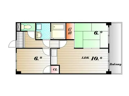 ジョイフル明和 P1台付(2LDK/2階)の間取り写真