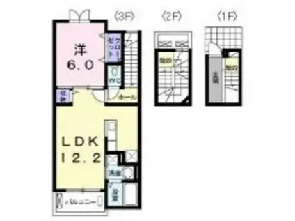 ボニート・エアリー(1LDK/3階)の間取り写真