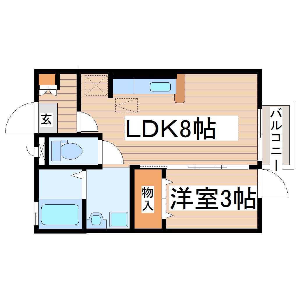 クレセント(1LDK/2階)の間取り写真
