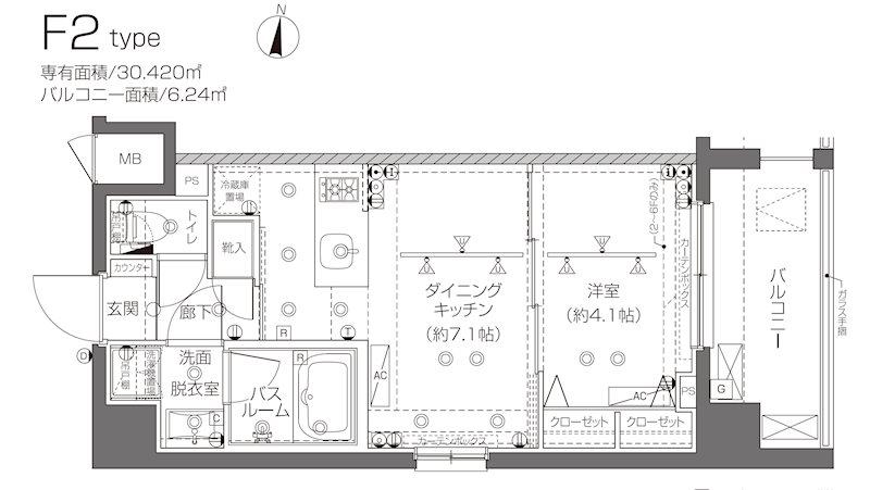 ZOOM新宿西落合(1DK/3階)の間取り写真