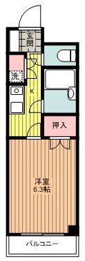 ビレッジコア八王子(1K/5階)の間取り写真