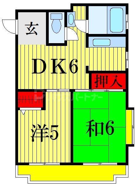 フェリーチェ本八幡(2DK/5階)の間取り写真