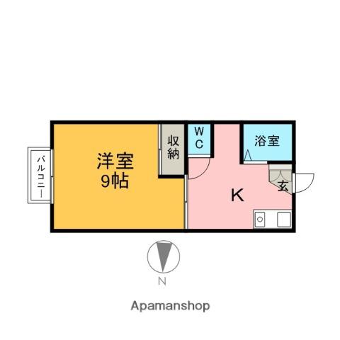 ファンタジア(1K/2階)の間取り写真