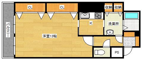 TOUKAKUIN(1K/6階)の間取り写真