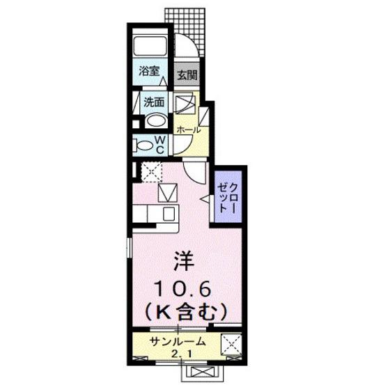 菫2ND(ワンルーム/1階)の間取り写真