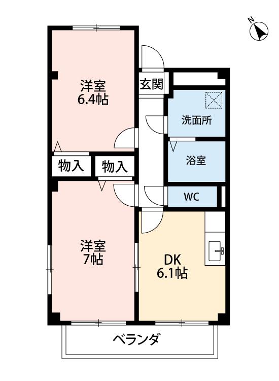 一ツ木ハイツ安井III(2DK/3階)の間取り写真