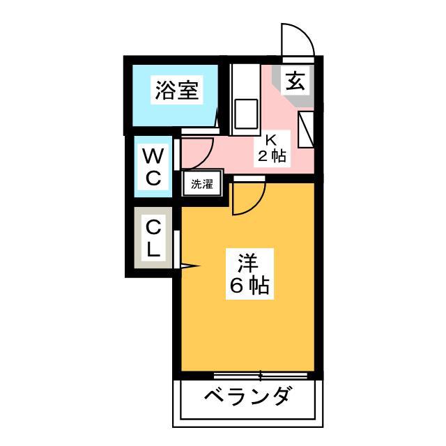 エスティアム葉根木(1K/2階)の間取り写真