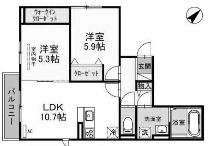 コーシェリ・アイ(2LDK/1階)の間取り写真
