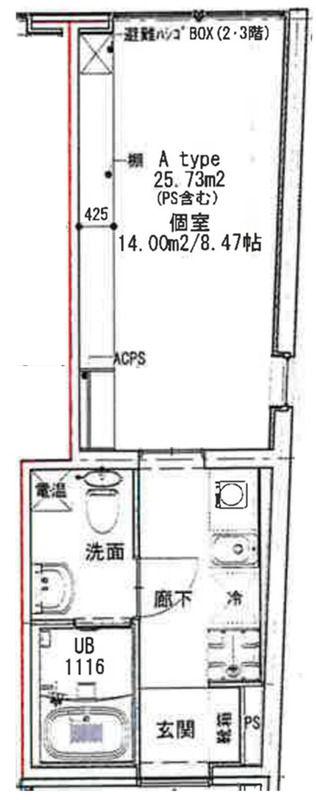 フュージョン板橋本町(1K/2階)の間取り写真