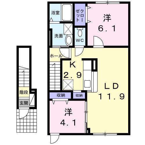 サニーフェザー(2LDK/2階)の間取り写真
