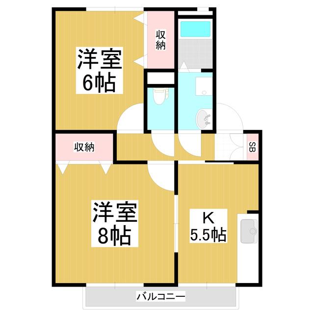 セジュールけやきB棟(2DK/1階)の間取り写真
