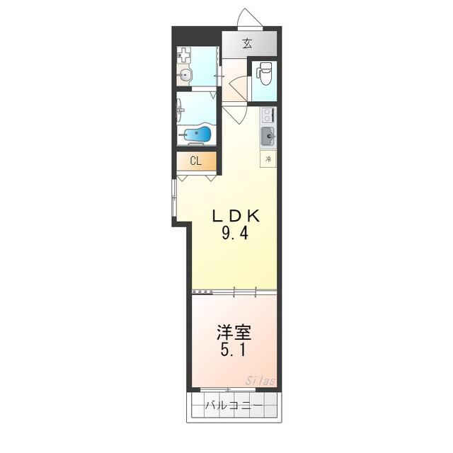 フジパレス住之江通III番館(1LDK/1階)の間取り写真