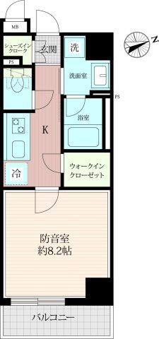 ジェイグランコート中野(1K/9階)の間取り写真