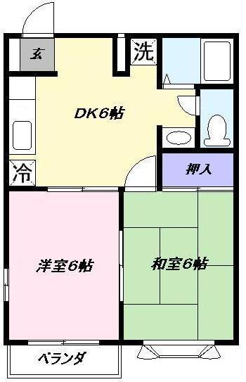 ウェザーコックA(2DK/2階)の間取り写真