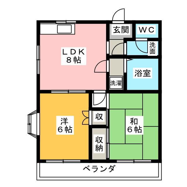 エスポワール下島(2DK/3階)の間取り写真