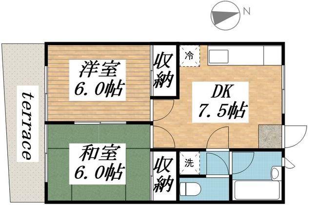 メゾン緑(2DK/2階)の間取り写真