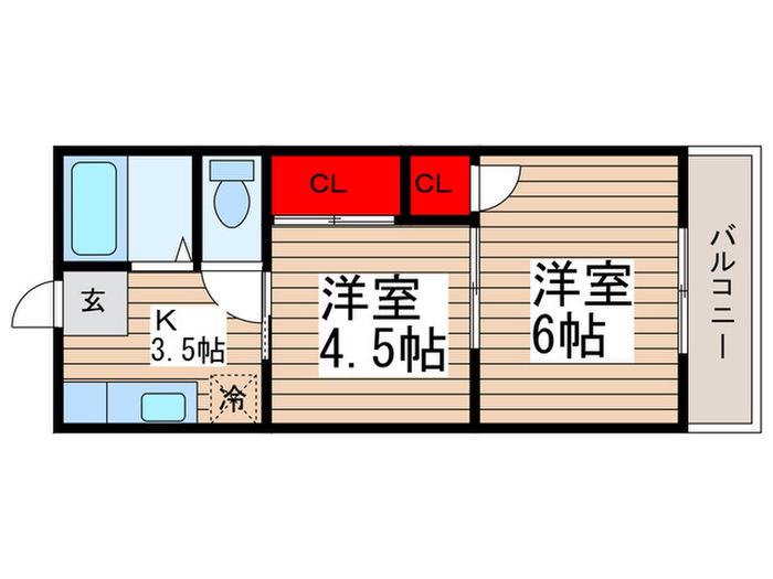 天王台アパート(2K/2階)の間取り写真
