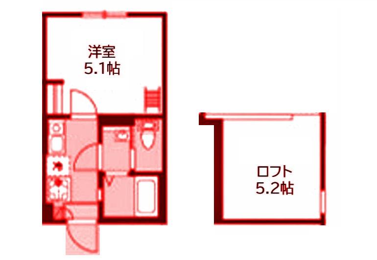 ブルーミング横浜(1K/2階)の間取り写真