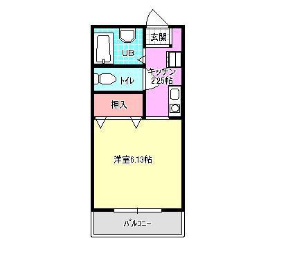 Uハウス(1K/3階)の間取り写真