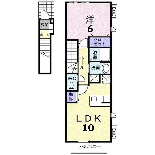 アビタシオンA(1LDK/2階)の間取り写真