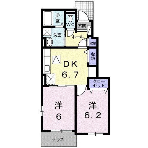 アイアン フラットI(2DK/1階)の間取り写真