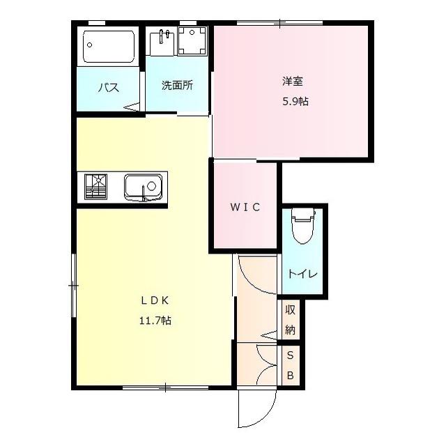 ラフィーネ A(1LDK/1階)の間取り写真