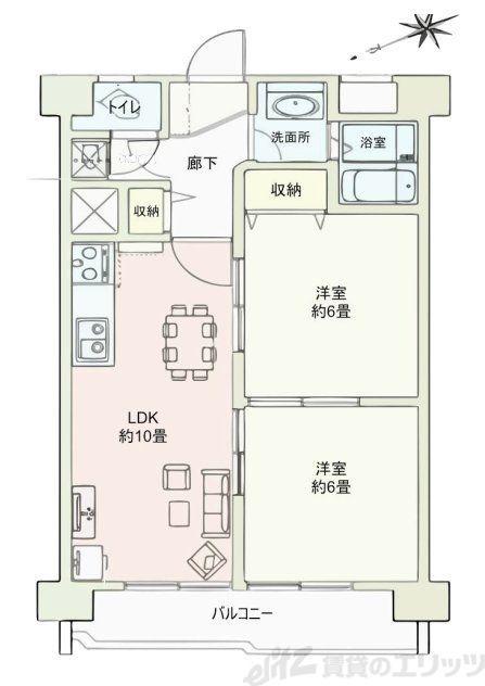新大阪ハイツ(2LDK/4階)の間取り写真