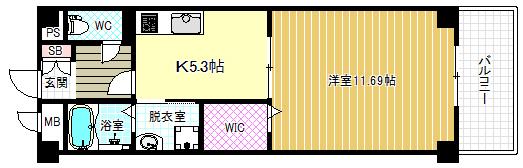 LAGRACIEUSE玉川(1DK/3階)の間取り写真