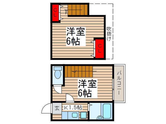 セントヒルズ津田沼2(2K/2階)の間取り写真