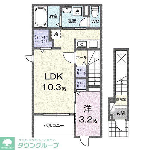 東武小泉線 西小泉駅 徒歩31分 2階建 新築(1LDK/2階)の間取り写真