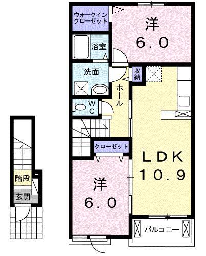 フラワー・ガーデン(2LDK/2階)の間取り写真