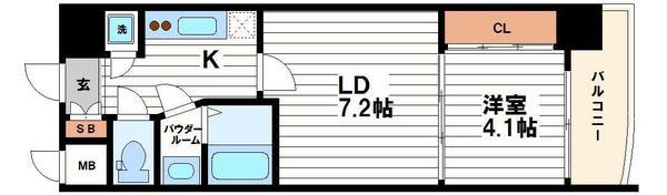 SERENITE本町エコート(1LDK/8階)の間取り写真